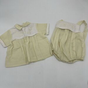 VTG‎ Carriage Boutique Yellow Smocked Trains  Embroidered Romper 3-6M & Shirt 6M